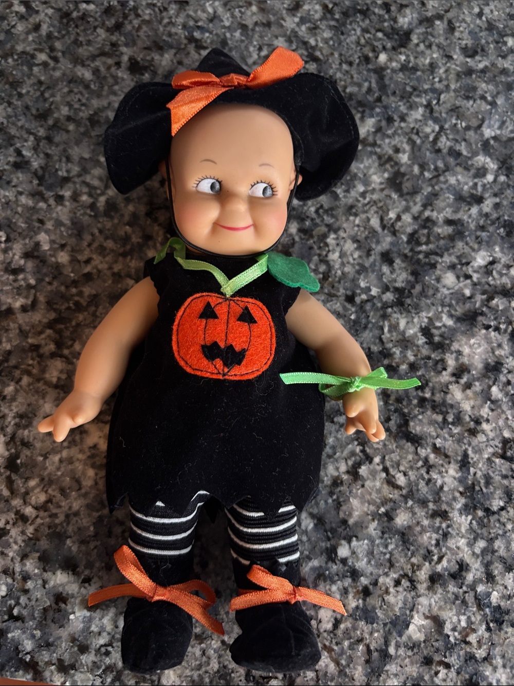 Black and Orange Pumpkin Halloween kewpie doll